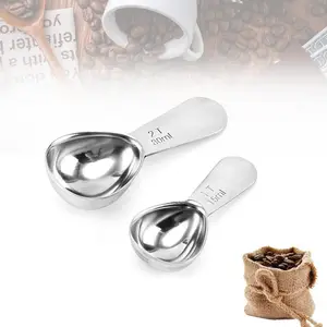 Cuchara medidora de café para comedor, cuchara colgante de metal de acero inoxidable, 1T, 15ML/ 2T, 30ML