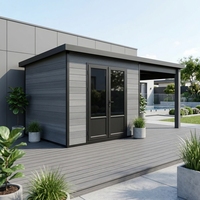 Caseta de Jardín Moderna Serie D de Fácil Instalación, Fabricada en Madera WPC y Acero, para Exteriores, con Vidrio Resistente a Impactos