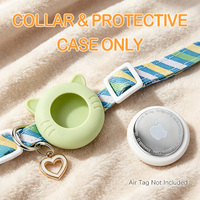 Collier pour chat en nylon, 2 tailles, réglable, avec support AirTag en silicone mignon et traceur GPS, vente en gros