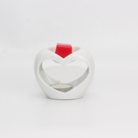 Witte keramische hartvormige waxinelichtbrander, oliebrander, aroma- en geurverwarmer voor thuisdecoratie, Valentijnscadeau