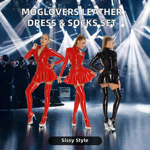 Robes <span class=keywords><strong>en</strong></span> Cuir Verni <span class=keywords><strong>Latex</strong></span> Sexy Combinaison <span class=keywords><strong>en</strong></span> Cuir Une Pièce et Ensemble de Chaussettes Costumes de Lingerie pour Boîte de Nuit - Product Image 3