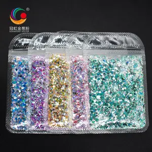 Glitter New Design Subpackage Wholesale 1KG Christmas Crafts Supplier Holographic Mix Glitter Powder Colors Stars Hexagonal Shapes
