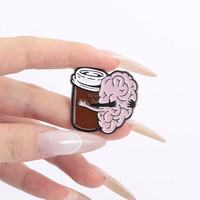 En gros Nouveauté 2026 Broches et épingles uniques de la série café, badges en métal créatifs à motifs café et cerveau