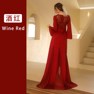 S8027F abito da cerimonia nuziale da donna coda di drago <span class=keywords><strong>Lale</strong></span> in raso elegante veste Sexy Pour Femme - Product Image 6