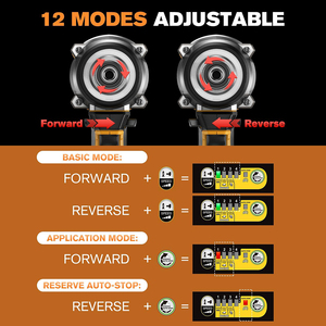 Atornillador de Impacto Inalámbrico de 20V y 12 Velocidades, Motor sin Escobillas de 3300 RPM con Luz LED, 270 N.m. de Torque Máximo y Parada Automática - Product Image 4