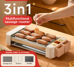 <span class=keywords><strong>Asador</strong></span> de Salchichas Eléctrico Multifuncional 3 <span class=keywords><strong>en</strong></span> 1 con Bandejas Extraíbles para Asar Salchichas y Cocinar <span class=keywords><strong>en</strong></span> Superficie Plana - Product Image 1
