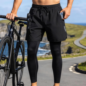 Shorts de <span class=keywords><strong>VTT</strong></span> 2 en 1 pour hommes WOSAWE avec doublure longue respirante à séchage rapide, shorts de cyclisme à taille élastique - Product Image 2