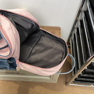 Color Blocked <b>Student</b> <b>Backpack</b> 18 In Large Capacity Soft Handle Female Leisure Travel Bag - Product Image 4