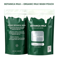 Sachet Doypack Personnalisé Imperméable Vert Mat avec Fermeture Éclair, Design Anti-Goutte, pour Emballage de Recharge de Produits de Soin Bio et Gel Douche
