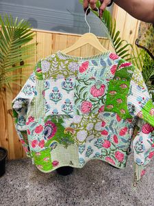Cotton Women's <b>Quilted</b> <b>Jacket</b> Block Printed Boho Style <b>Quilted</b> Handmade <b>Jackets</b>, Gifts Button Closer <b>Jacket</b> for Women Gifts - Product Image 2