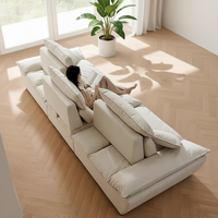 Canapé d'angle tendance de luxe léger en forme de voilier pour petits salons, dossier réglable, assise profonde, résistant aux rayures