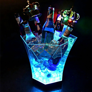 Custom logo Night Club bar Room clear <b>Plastic</b> Led Ice Bucket Cooking Beer - Product Image 1
