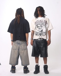 Venta al por mayor <span class=keywords><strong>Camiseta</strong></span> de algodón para hombre Patrón sólido negro Impresión digital Diseño de gran tamaño con 300 gramos Peso de la tela 100% algodón - Product Image 4