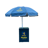 Comptoir de caissier en métal pliable portable avec parapluie de surface enduit de poudre pour les cabines de promotion de télécommunications en plein air pour MTN MoMo