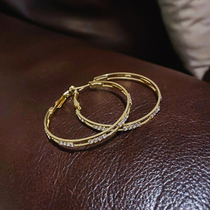 MUXCOR vergulde legering sieraden met strass steentjes bezette creolen groothandel mode oorbellen luxe sieraden - Product Image 3