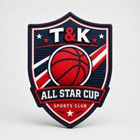 Écusson de basket-ball personnalisé All Star, badge de coupe en TPU 3D gaufré pour maillot d'équipe, uniforme, vêtements de sport, veste, tenue