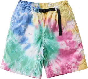 Trendy new tye dye cotton beach shorts men custom mens blank garment tie dye shorts
