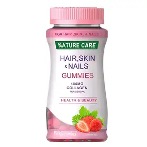 OEM/ODM/OBM Strawberry Gummies With Vitamin Biotin Hair Nail Skin Growth Gummies For Women Supports Hair, Skin, And Nail Health