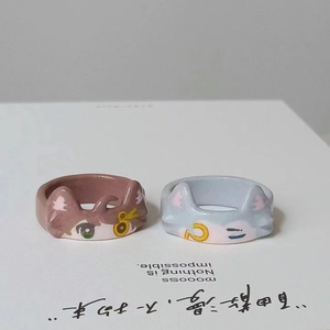 Lovely Enamel <strong>Cat</strong> <strong>Ring</strong> Fashionable Alloy Drop Oil <strong>Cat</strong> Head <strong>Ring</strong> Trendy Gold Plated Accessories for Students and Girls - Product Image 2