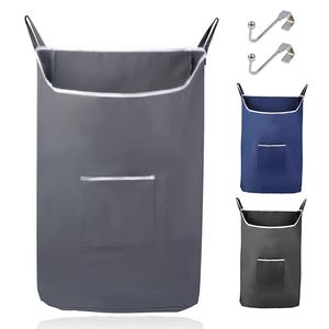 Cesto de ropa sucia colgante gris tamaño DB XL con ganchos de puerta con cremallera duraderos y gran capacidad adhesiva para ahorrar espacio - Product Image 1