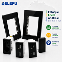 Prise murale modulaire noire DELEFU pour usage domestique et hôtelier SC78, panneau en verre C3 PC, modules USB Type-C