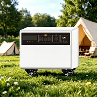 Générateur de stockage d'énergie LiFePO4 sur chariot 3000W avec triple port AC, recharge solaire pour voiture, alimentation de secours domestique et extérieure