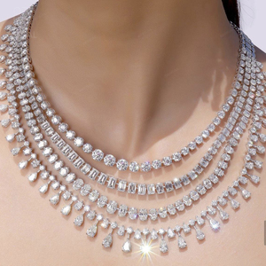 Ensemble de bijoux de mariée personnalisé en or 18 carats avec collier et boucles d'oreilles en moissanite VVS, chaîne en argent 925 avec diamants en moissanite de laboratoire, bijoux pour femmes - Product Image 2