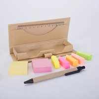 Briefpapier Neues Design Kraft Pappe Notepad Kit Benutzer definiertes Logo Sticky Notepad mit Lineal