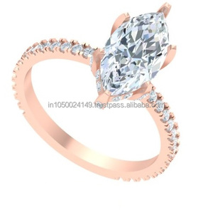 Anillo de compromiso certificado EMA de plata esterlina clásica, Halo oculto, configuración de pavé, Diamante de corte brillante cultivado en laboratorio Vintage de seis puntas - Product Image 2