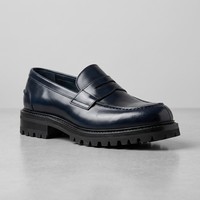 Mocassins Chunky en Cuir Croco Gaufré pour Hommes, Chaussures à Semelle Plateforme et Semelle Crantée, Détail Texturé de Luxe, Style Preppy, Chaussures Urbaines Tendance