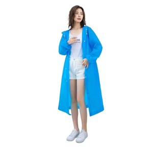 EVA Thickened Full-Length Raincoat Blue Adult Travel Wear Waterproof Rainwear - Product Image 1
