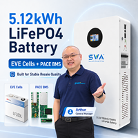 Batterie LiFePO4 5,12 kWh 51,2 V 100 Ah avec cellules neuves de qualité A LF100, BMS PACE, batterie lithium murale pour stockage d'énergie