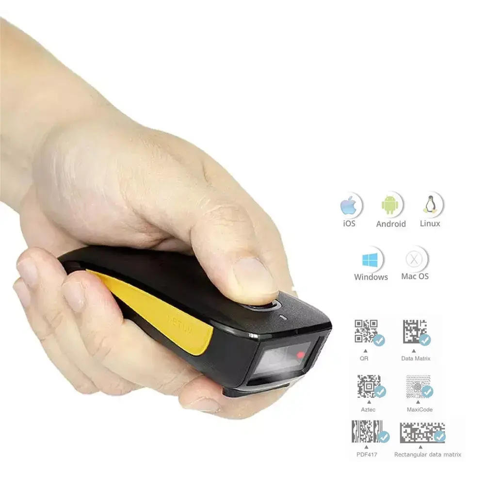Netum C750 Portabilidade 2D QR Bar Code Reader Barcode Scanner Sem Fio Handheld Scanner Mini Scanner