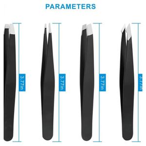 Ensemble de pinces à épiler professionnelles en acier inoxydable avec logo personnalisé, pointe inclinée et pointue, pour l'épilation des sourcils et des poils du visage - Product Image 2
