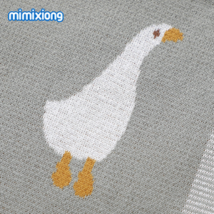 Couverture de lit pour bébé en coton crocheté Mimixiong Oeko <span class=keywords><strong>Tex</strong></span>, adorable motif jacquard canard - Product Image 3