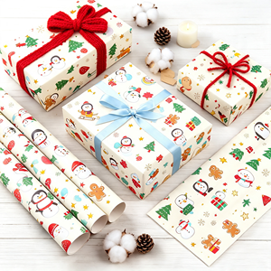 Custom Christmas Craft Wax Coated Kraft Wrapping <b>Paper</b> for Gift Packaging and Party Favors - Product Image 3