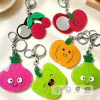 Groothandel Glitter Acryl Fruit Sleutelhanger Spiegel Schattig Fruitvormig Mini Zakspiegel Tas Charm voor Dames Accessoires Bulk Leverancier