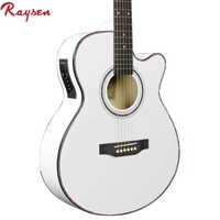 Guitare Électrique Chinoise Abordable 40 Pouces, Guitare Acoustique Blanche avec Micro Égaliseur 4 Bandes