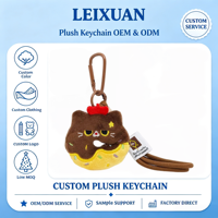 Porte-clés en peluche chat donut Kawaii avec mousqueton, poupée en peluche chat donut mignon de dessin animé, animal en peluche moelleux en forme de nourriture, pendentif pour sac à dos, cadeau