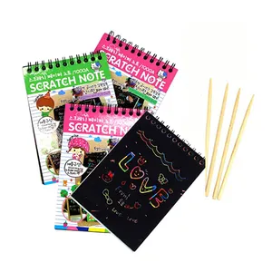 Magic Scratch Painting Notes Rainbow Mini Scratch Notebooks with Wooden Stylus For Kids Arts Crafts Activity Classroom Gifts