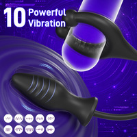 Plug anal avec anneau pénien, 10 modes de vibration, contrôle par application, Bluetooth, étanche, en silicone, jouet sexuel anal pour hommes et couples