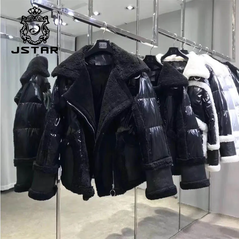 Ladies lamb leather fur jackets winter motorcycle jacket leather jackets for ladies