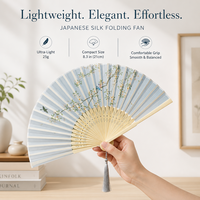 Éventails pliants personnalisés en soie et bambou avec pompons, motif fleurs de cerisier japonais Sakura, pour cadeaux de mariage, OEM