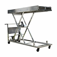 Chariot de morgue en acier inoxydable avec élévateur hydraulique pour corps, modèle STTC, avec formation sur site et garantie à vie