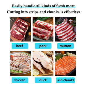 Nouvelle machine à découper les bandes <span class=keywords><strong>de</strong></span> viande Xibao, lame en acier inoxydable, fonctionnement automatique, épaisseur <span class=keywords><strong>de</strong></span> coupe réglable, découpe <span class=keywords><strong>de</strong></span> bandes <span class=keywords><strong>de</strong></span> porc en cubes - Product Image 6