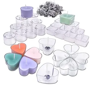 Luces de té Moldes para velas Mechas para velas para hacer velas Kit para luces de té 30 Tazas de candelita de plástico