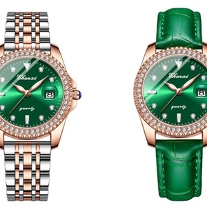 Montre à quartz en verre pour femme CHENXI personnalisée, mode business, petite montre verte, étanche 3BAR, bracelet en cuir, boîtier en acier inoxydable, alliage - Product Image 6