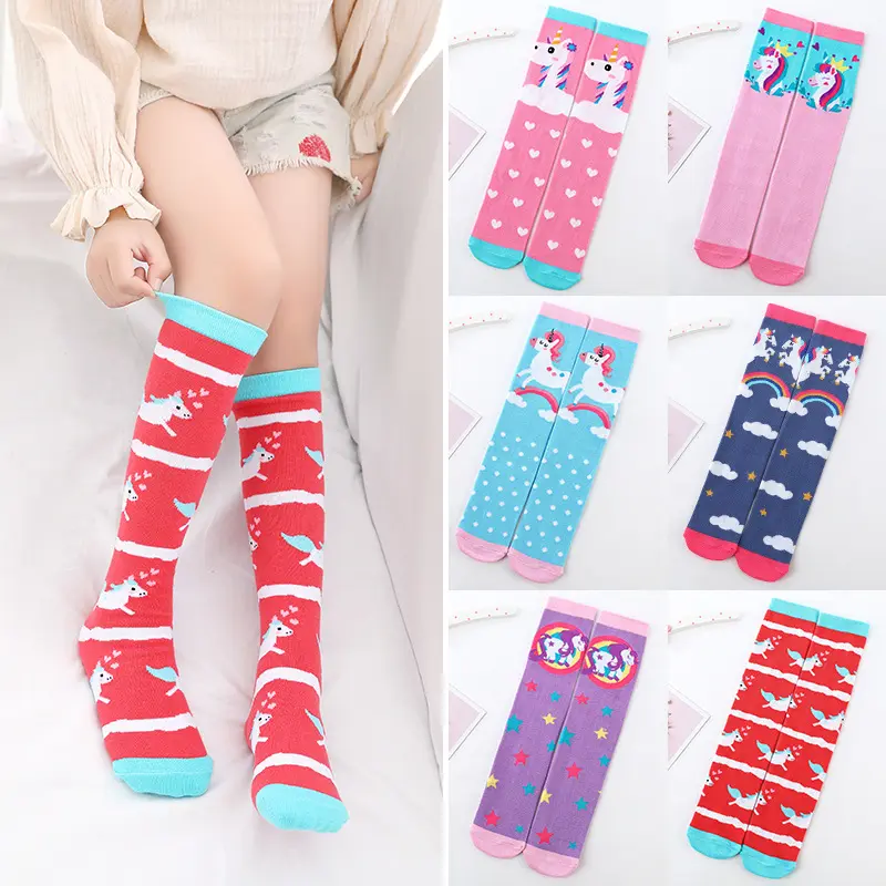 New Girl Animals Colorful Stockings Knee-Length Cotton Baby Children Tall Cartoon Unicorn Cute Princess Girls Socks