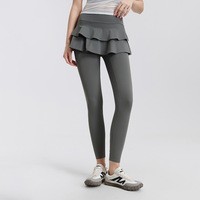 Leggings de Yoga YIYI de Cintura Alta 2 en 1 con Falda Plisada, Leggings Deportivos de Spandex para Tenis, Baile, Pickleball, con Falda Fluida para Mujer