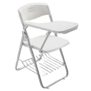 Оптовая продажа, дешевое складное пластиковое офисное кресло для школы и офиса с подкладкой для письма